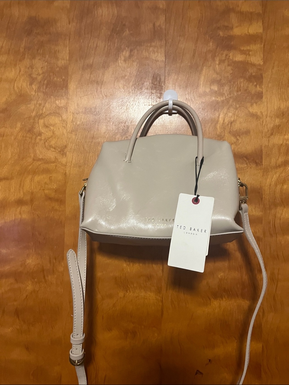 Ted Baker Beige-Cream Structured Top-Handle Crossbody Bag